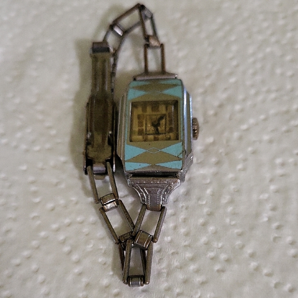 Vintage Silver and Blue Watch